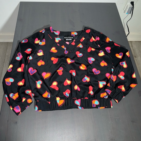 Moschino Boutique Multicolour heart print silk Blouse - Picture 1 of 6
